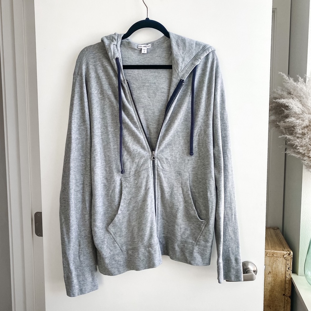James Perse Vintage French Terry Zip Up Hoodie